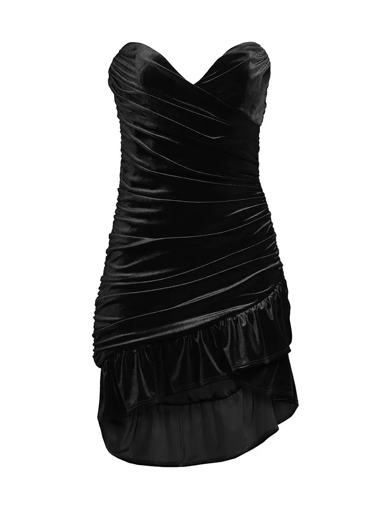 Velvet Strapless Ruched Minidress