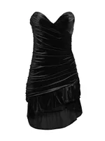 Velvet Strapless Ruched Minidress