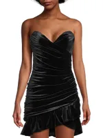 Velvet Strapless Ruched Minidress