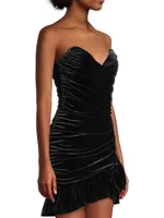 Velvet Strapless Ruched Minidress