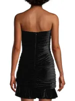 Velvet Strapless Ruched Minidress