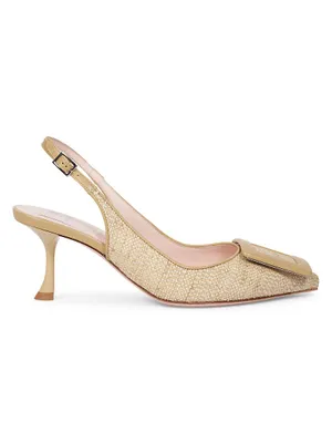 Raffia Slingback Pumps