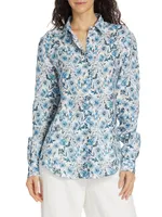 COLLECTION Floral Linen Button-Front Shirt