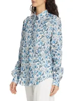 COLLECTION Floral Linen Button-Front Shirt