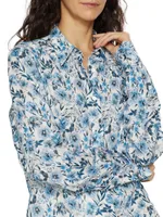 COLLECTION Floral Linen Button-Front Shirt