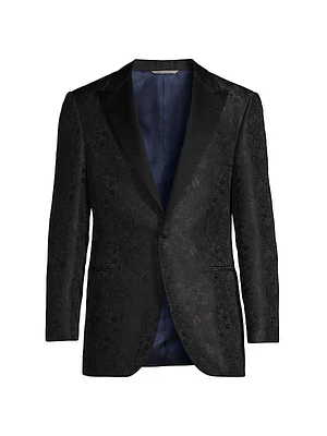 Floral Print Peak Lapel Single-Breasted Dinner Jacket