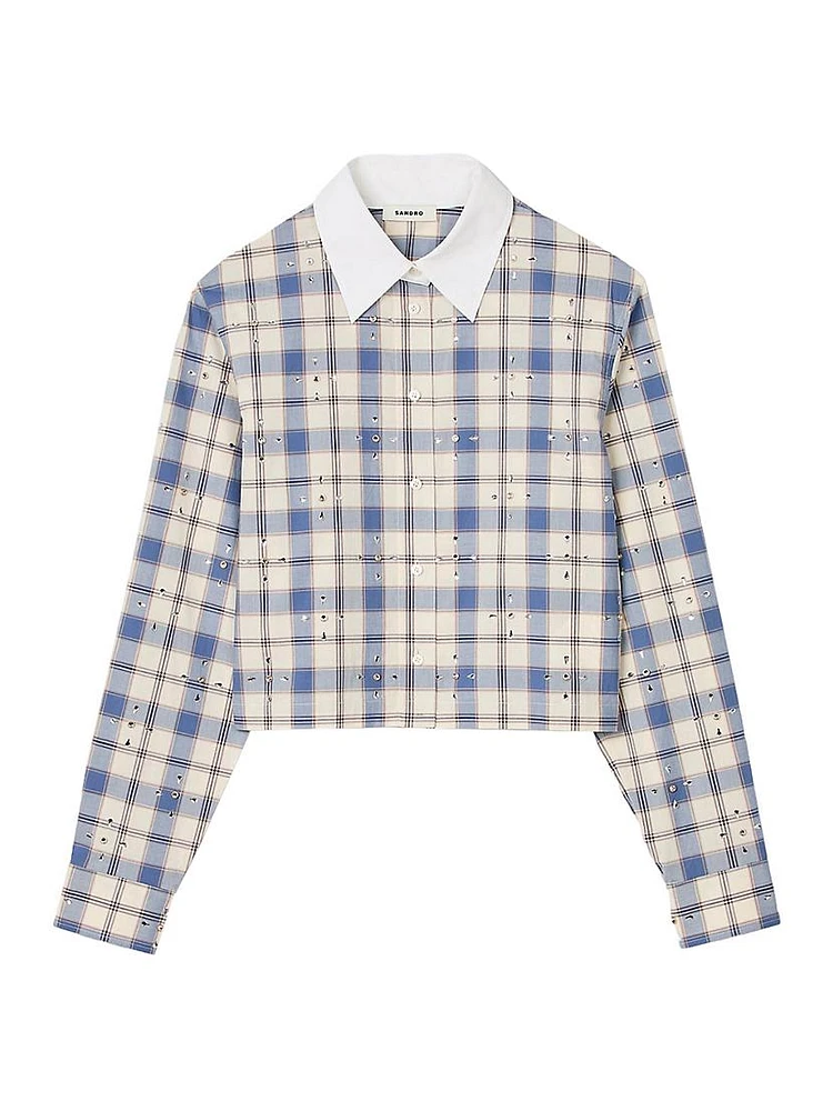 Rhinestone Check Shirt