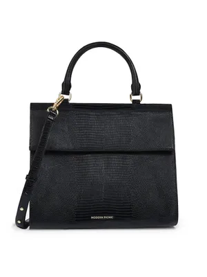 The Larger Luncher Lizard-Embossed Vegan Leather Bag