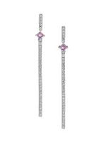 14K White Gold, 0.37 TCW Diamond, & Sapphire Drop Earrings