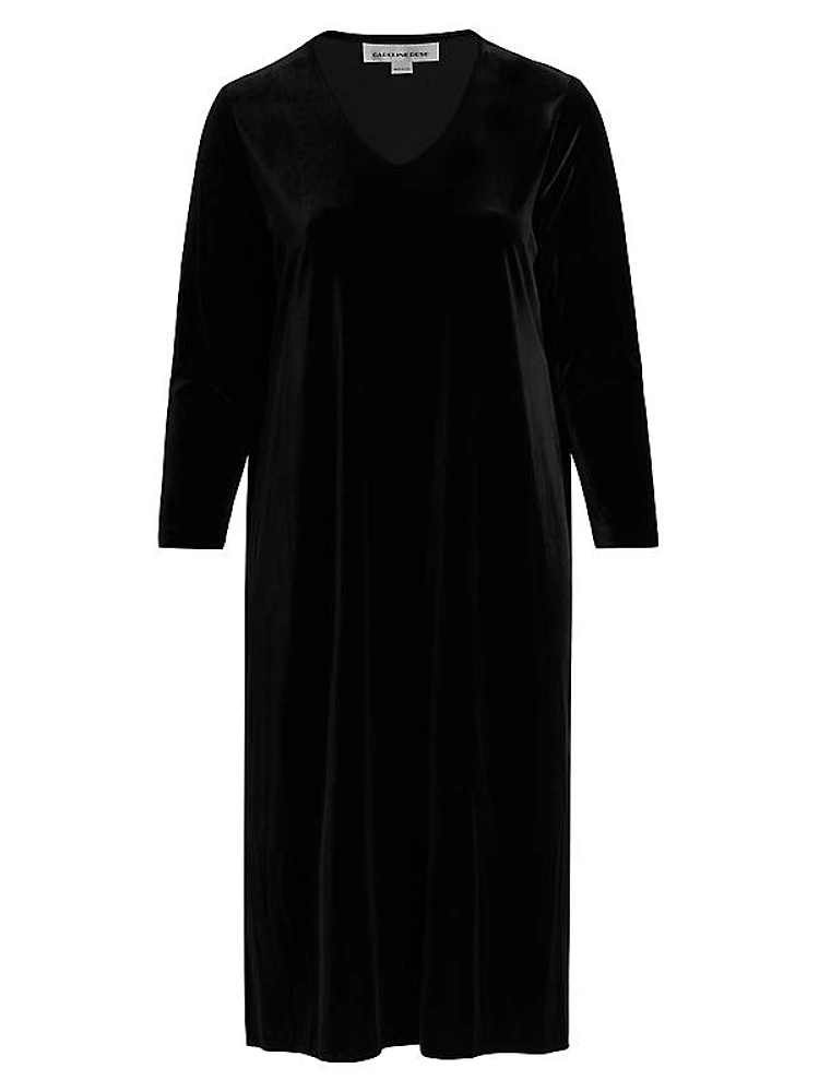 Stretch Velvet Midi-Dress