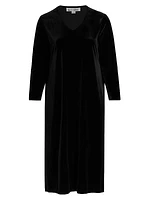 Stretch Velvet Midi-Dress