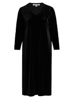 Stretch Velvet Midi-Dress