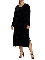 Stretch Velvet Midi-Dress