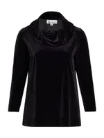 Stretch Velvet Cowl Tunic