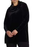 Stretch Velvet Cowl Tunic