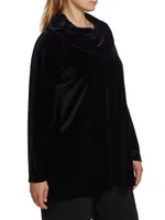 Stretch Velvet Cowl Tunic