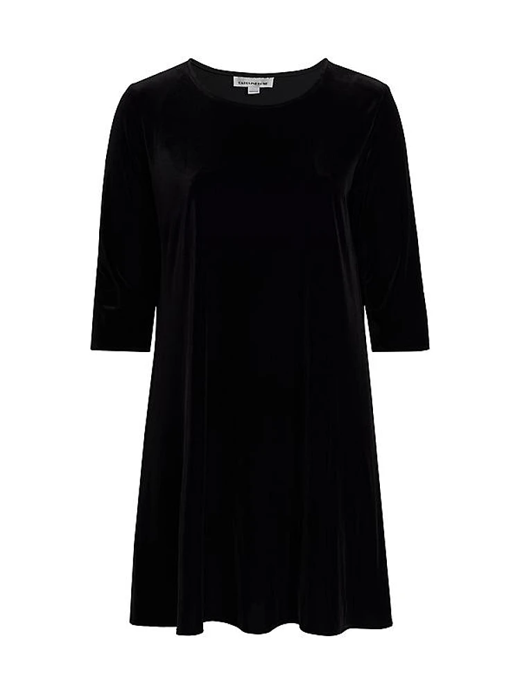 Plus Size Stretch Velvet Knee-Length Dress