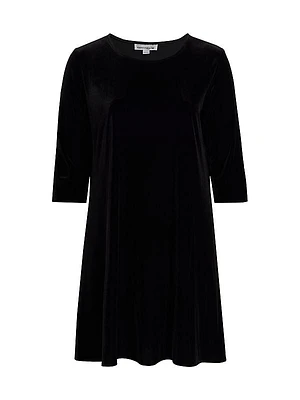 Plus Size Stretch Velvet Knee-Length Dress