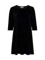 Plus Size Stretch Velvet Knee-Length Dress