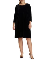 Plus Size Stretch Velvet Knee-Length Dress