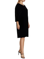 Plus Size Stretch Velvet Knee-Length Dress