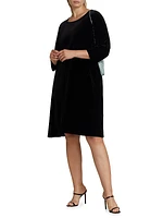 Plus Size Stretch Velvet Knee-Length Dress