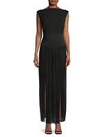 Carmen Pleated Twisted-Back Dress