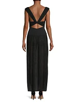 Carmen Pleated Twisted-Back Dress