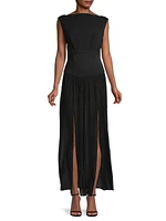 Carmen Pleated Twisted-Back Dress