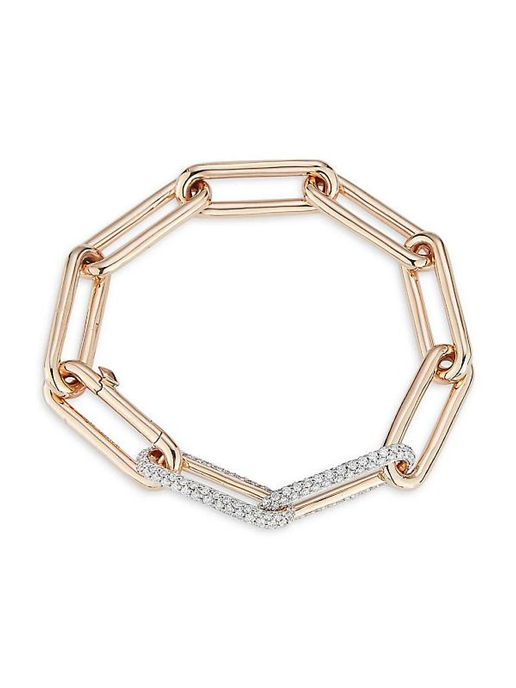 Saxon 18K Rose Gold & Diamond Elongated Chain Link Bracelet