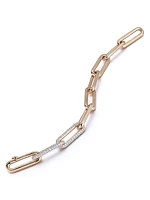 Saxon 18K Rose Gold & Diamond Elongated Chain Link Bracelet