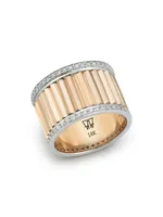 Clive 18K Rose Gold & Diamond Wide Fluted Band Ring