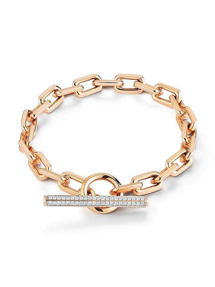 Saxon 18K Rose Gold & 0.46 TCW Diamond Oval-Link Chain Bracelet