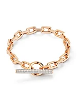 Saxon 18K Rose Gold & 0.46 TCW Diamond Oval-Link Chain Bracelet