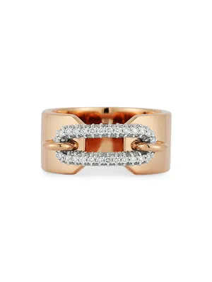 Morrell 18K Rose Gold & 0.58 TCW Diamond Elongated Oval-Link Cuff Ring