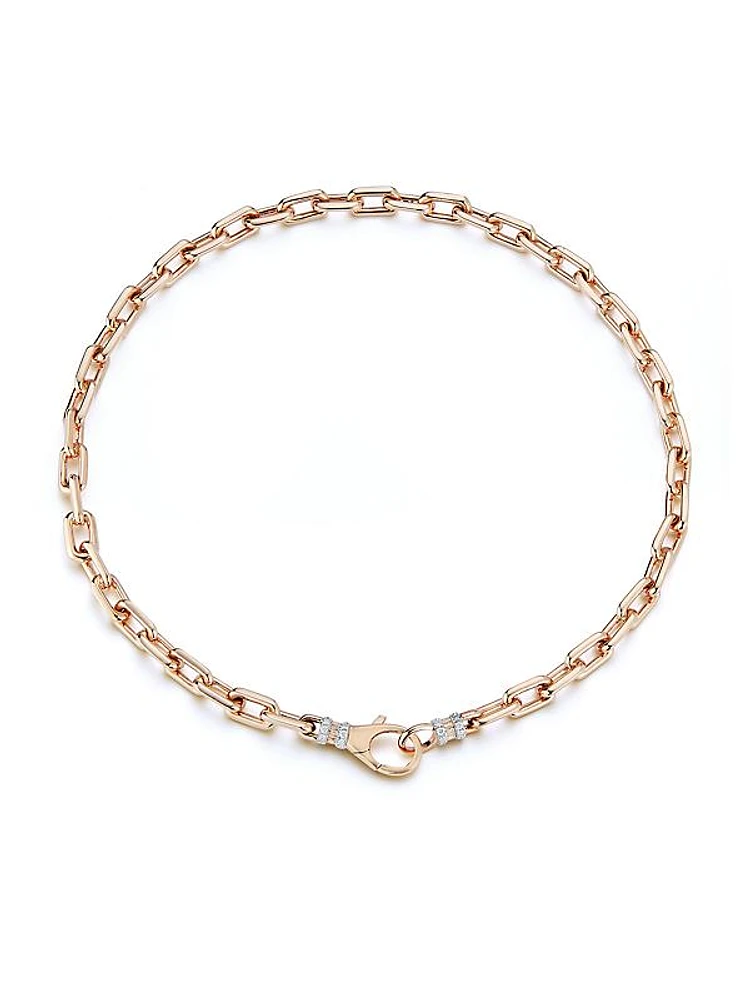 Clive 18K Rose Gold & 0.43 TCW Diamond Oval-Link Chain Choker