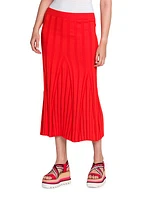 Wide Rib-Knit Midi Skirt