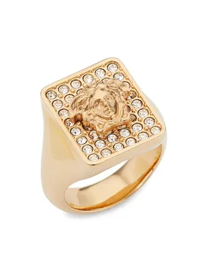 Goldtone & Crystal Medusa-Head Ring