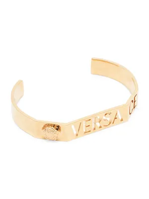 Cut-Out Logo Goldtone Cuff Bracelet