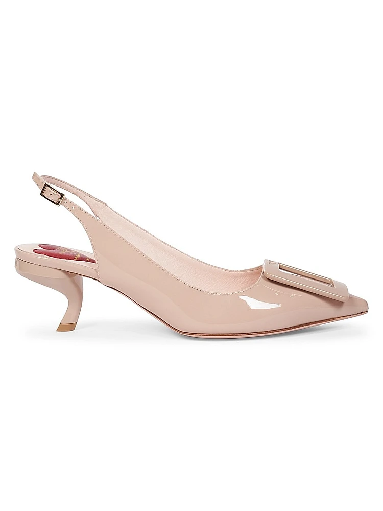 Virgule Patent Leather Slingback Pumps