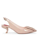 Virgule Patent Leather Slingback Pumps