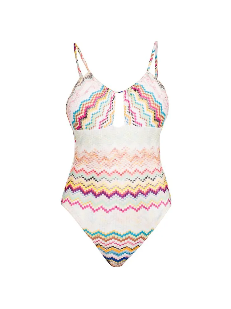 Chevron Cut-Out One-Piece Swimsuit