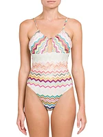 Chevron Cut-Out One-Piece Swimsuit