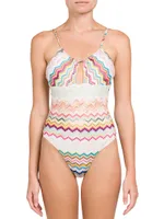 Chevron Cut-Out One-Piece Swimsuit