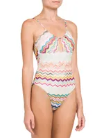 Chevron Cut-Out One-Piece Swimsuit