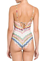 Chevron Cut-Out One-Piece Swimsuit