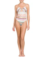 Chevron Cut-Out One-Piece Swimsuit