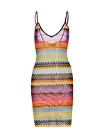 Chevron Print Mesh Cover-Up Dress