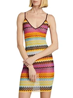 Chevron Print Mesh Cover-Up Dress