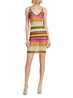 Chevron Print Mesh Cover-Up Dress